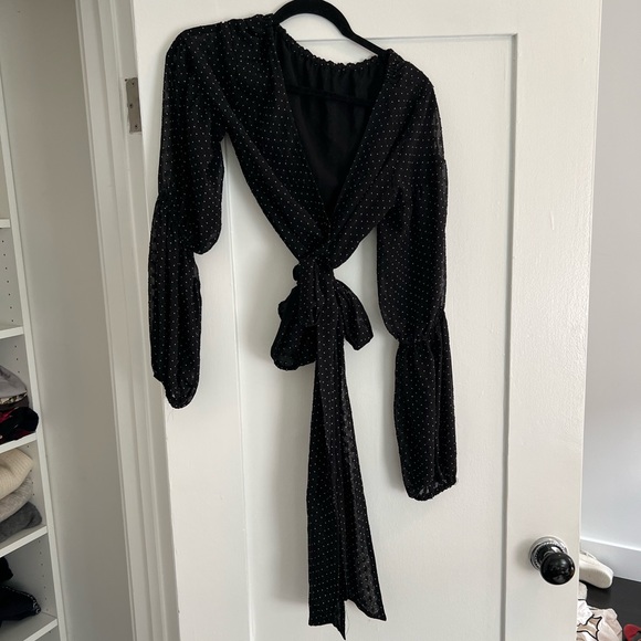 Club Monaco Polka Dot Wrap Top - Picture 3 of 3